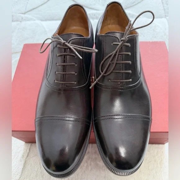 NEW! $795 Amedeo Testoni “Trento” Brown Lace Up Cap-toe  display picture 1